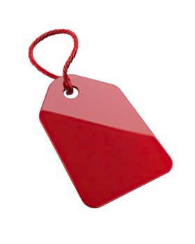 en skinande röd pris märka med en sträng idealisk för design på transparent bakgrund png