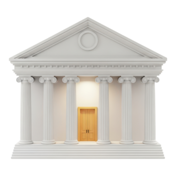 classique blanc bâtiment avec Colonnes isolé sur transparent arrière-plan, 3d le rendu png