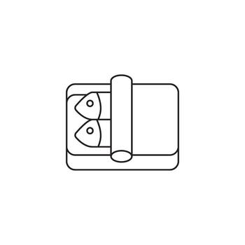 Simple line art illustration of an open can of sardines on a white background vector