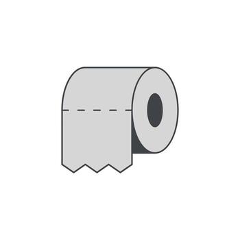 A simple illustration of a roll of toilet paper, a common household essential, depicted with perforated lines for easy tearing vector