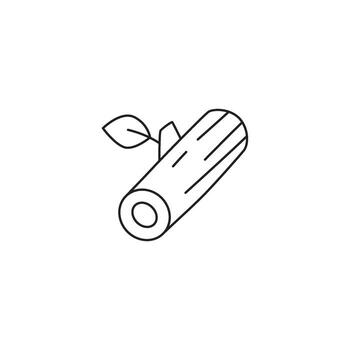 Simple illustration of a log with a small sprout of leaves, symbolizing growth, nature, and beginnings vector