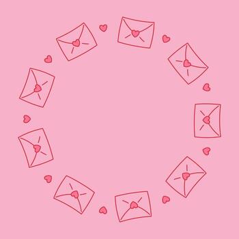 Envelope with Heart Shapes Round Border vector