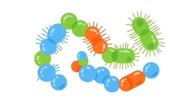 Diverse microscopic organisms and bacteria depicted in a conceptual illustration, representing flora and potential pathogens crucial for biological study and health understanding vector
