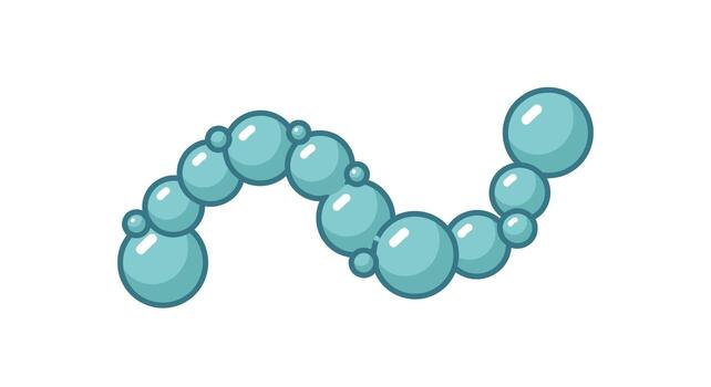 Elegant cyan string of microscopic life, a conceptual illustration of a unique cellular biological organism chain vector