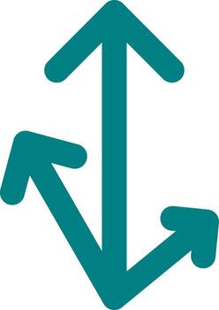 triple dirección flecha icono para navegación, crecimiento, y proceso fluir diseño vector