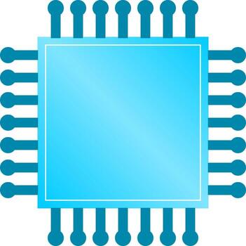 Blue Microchip Icon Representing Technology, Processor, and Digital Hardware Design vector