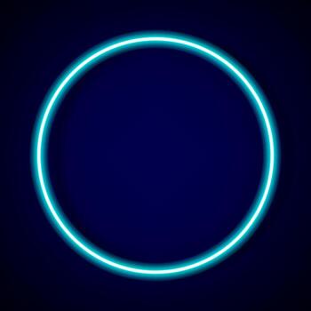 circle blue neon tube frame with shadow for pattern and design. vector
