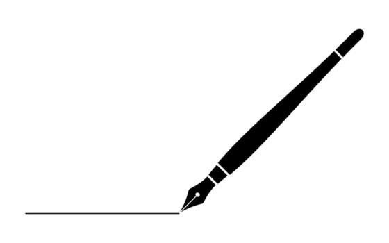 black business fountain pen with line isolated on white for web,app and design illustration. vector
