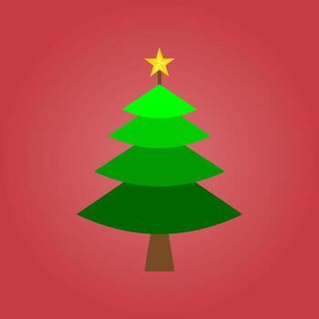 uno verde Navidad árbol en rojo para modelo y diseño, ilustración vector