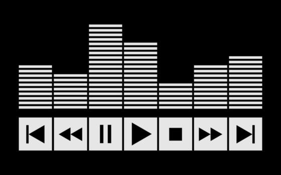 sound wave with control buttons icon for design. vector