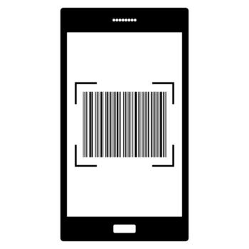 teléfono inteligente a escanear código de barras icono para modelo y diseño. vector