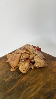 Ayam geprek on wood plating photo
