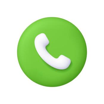 White phone handset icon on green circle button. Answer phone call. Phone connection, customer service and digital communication concept. 3d icon. Cartoon minimal style. vector