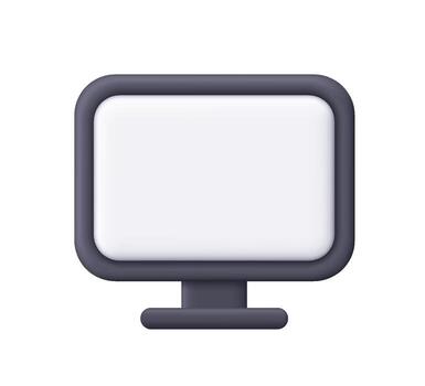 Black computer with white screen. Technology, software, education and digital communication concept. 3d icon. Cartoon minimal style. vector