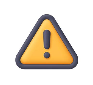 Yellow warning triangle with black exclamation mark. Caution, danger, attention, notification, safety, hazard and alert concept. 3d icon. Cartoon minimal style. vector