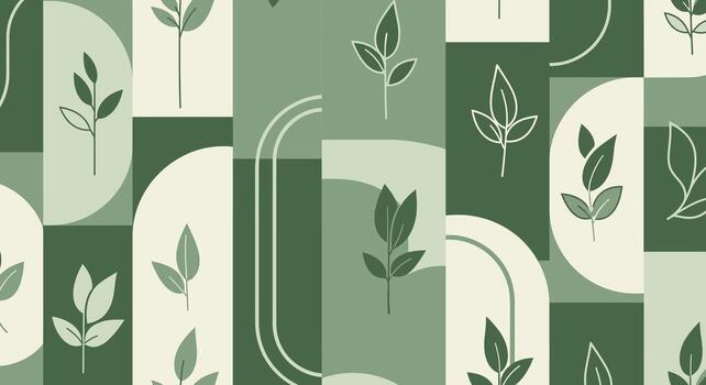 resumen geométrico modelo con verde hojas y redondeado formas, evocando naturaleza y moderno diseño vector