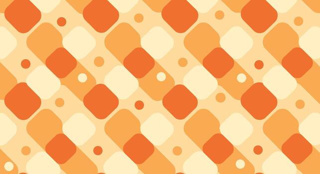 Abstract geometric pattern with overlapping rounded squares and dots in warm orange and cream vector