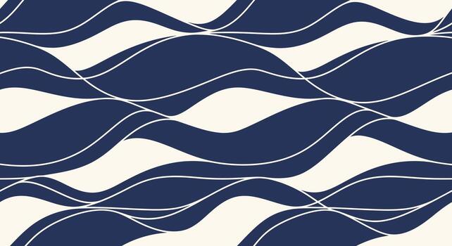 resumen modelo de fluido ondulado líneas en oscuro azul y crema, sugerencia fluido movimiento y contemporáneo estilo vector