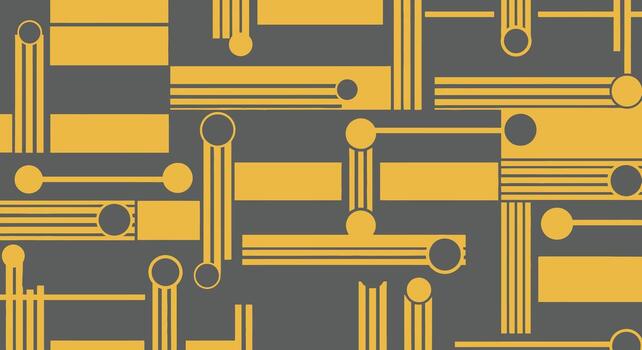 zigzagueando amarillo líneas y círculos formando un dinámica modelo en un oscuro gris antecedentes vector