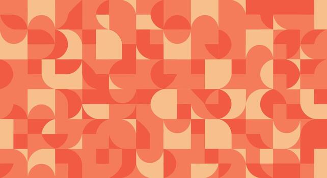 geométrico modelo con redondeado cuadrícula y semicírculos en sombras de naranja y melocotón vector