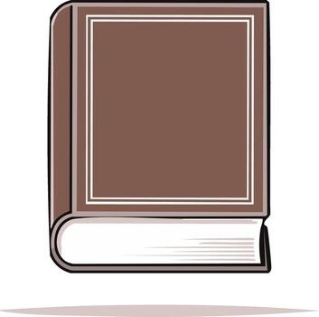 Illustration of a closed book with a blank brown cover surrounded by white borders for text or image placement vector