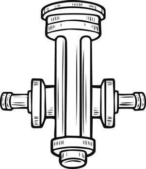 Engine Piston Assembly Sketch with Connecting Rod and Crankshaft Components vector