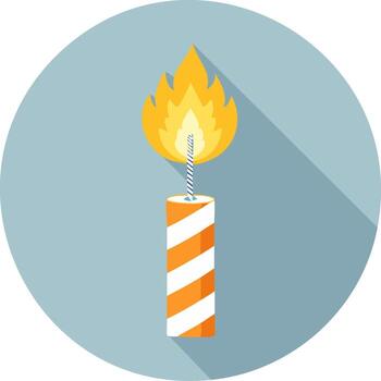Burning firecracker with long shadow in flat design style symbolizing celebration or explosive power vector
