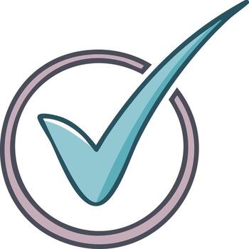 Cartoon Tick Check Mark in Circle with Outline Design Concept vector