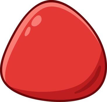 rojo redondeado triangular piedra preciosa con brillante Destacar y oscuro frontera - dibujos animados estilo vector