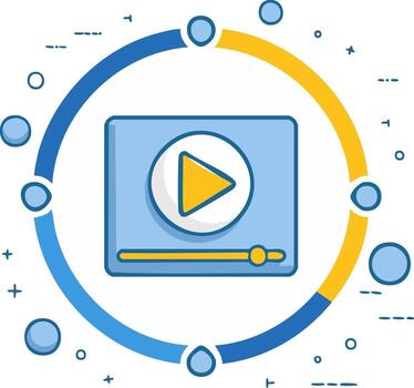 Player with Control Elements in an Abstract Circular Design for Digital Media vector