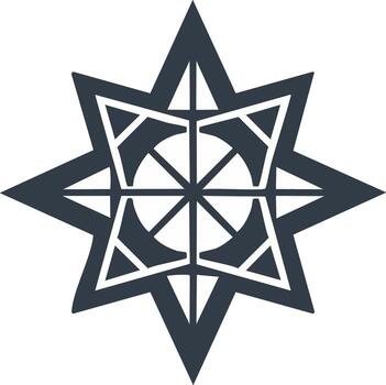 Abstract Star Symbol with Central Circle and Eight Points Geometric Design vector