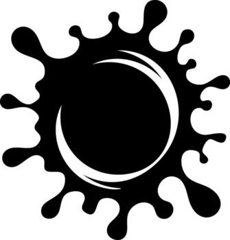 Abstract black ink splash with white arc design elements on a graphic background vector