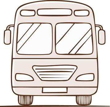 Front view illustration of a stylized passenger bus with large windows for transportation vector