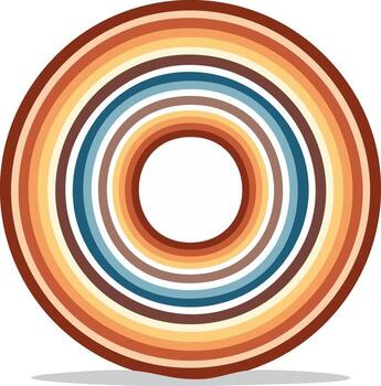 Circular Pattern with Rings in Earth Tones and Blue Retro Graphic Element vector