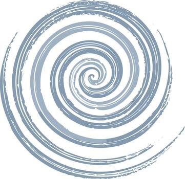 Dynamic blue spiral graphic with textured brushstrokes and concentric lines for abstract design vector