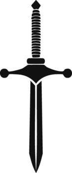 Elegant Sword Design with Intricate Handle and Sharp Blade, Monochrome Illustration vector