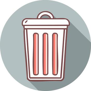 Flat design trash can icon with long shadow. illustration of a garbage bin for delete or waste concepts. vector