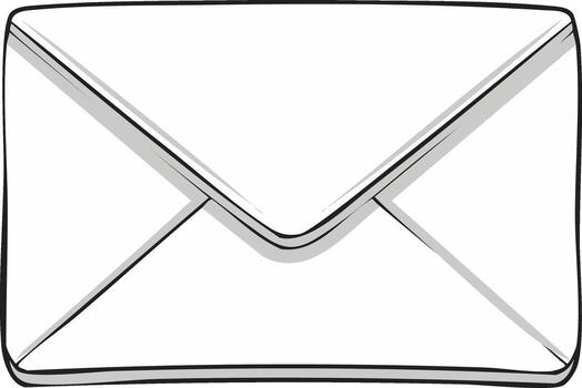 Simple outlined white envelope with gray shading and curved edges vector