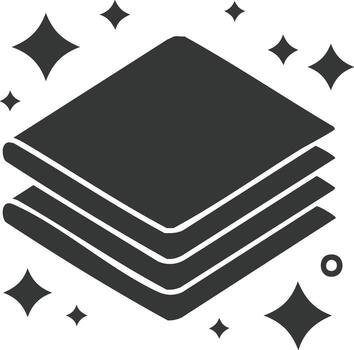 limpiar apilar de capas icono con destellos minimalista glifo para papel o textil material vector