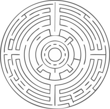 Round Maze Illustration with Complex Path, Solution Finding Concept vector