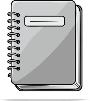 cuaderno con espiral vinculante, gris cubrir ilustración. bosquejo. diario, organizador. vector