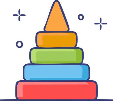 Colorful Stacking Toy with Geometric Shapes for Baby Development and Learning vector