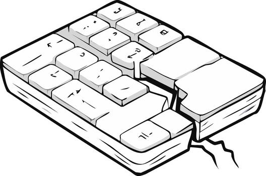 Broken Computer Keyboard Comic Style Design for Repair Tech or IT Industry vector