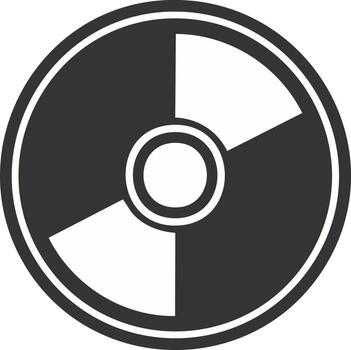 Minimalist black and white circular icon with rotating fan or camera shutter design vector