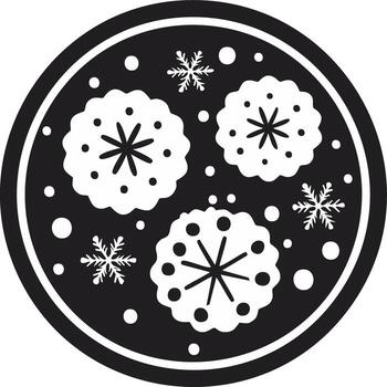 Stylized Snowflakes and Dots Arranged in a Circle Pattern vector