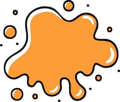 Vibrant orange liquid blob design element with cartoon style and playful glossy details vector