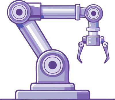 Industrial robotic arm with open claw illustration for automation and manufacturing concepts vector