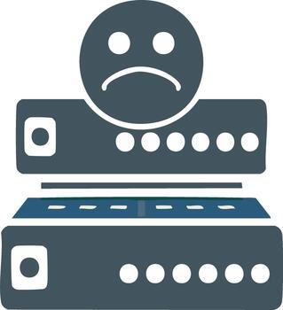 Network Servers and Unhappy Smiley Face, Server Error Concept vector
