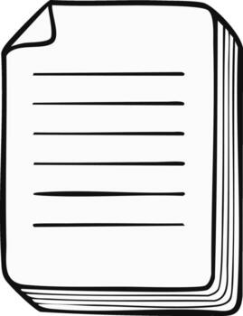 mano dibujado apilar de papel hojas con líneas, blanco documento páginas, negro contorno bosquejo vector