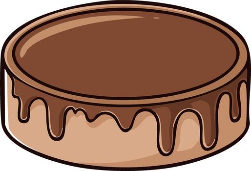 A Delicious Round Cake with Dripping Chocolate Frosting Appetizing and Delightful vector